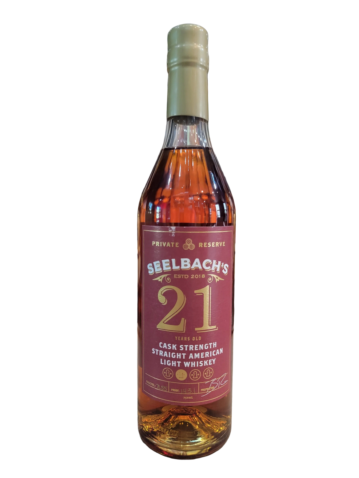 Seelbach's Private Reserve 21 Year American Light Whiskey (143.1 Proof)