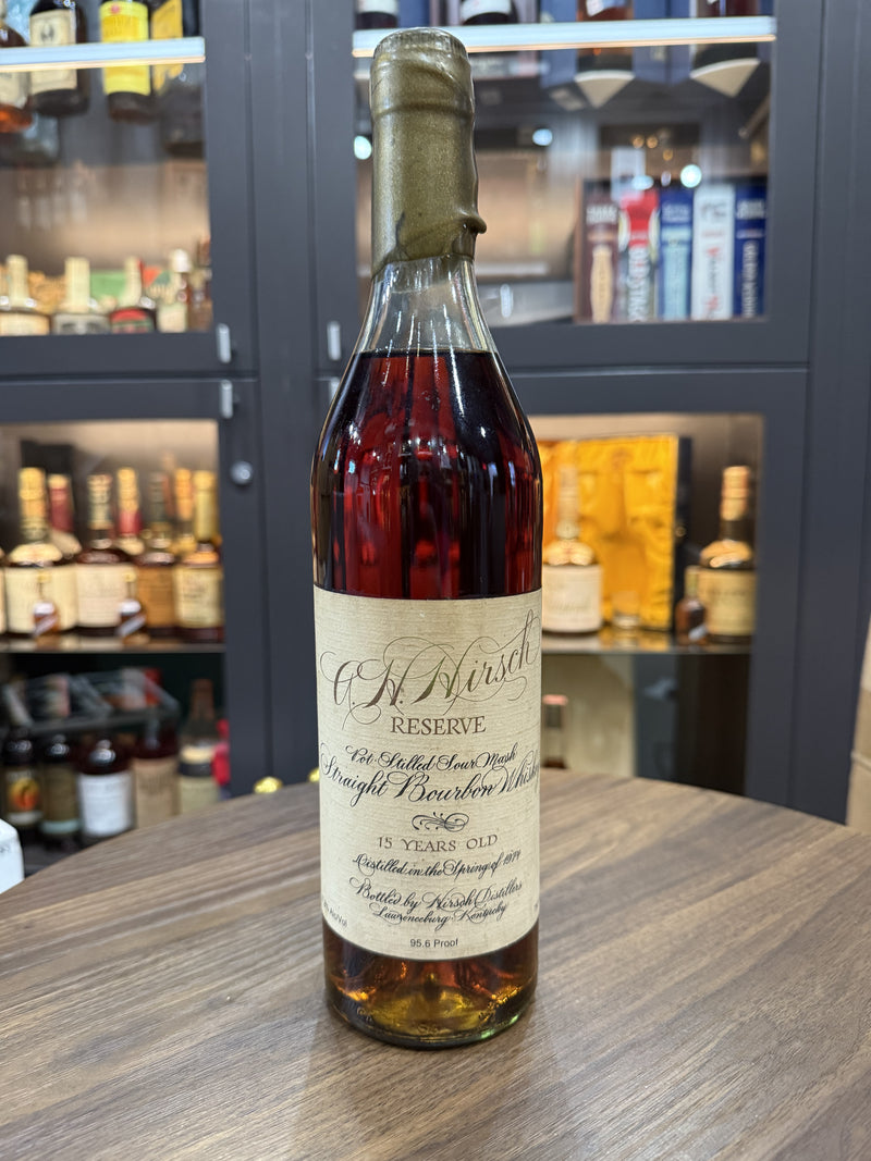 A H Hirsch Reserve 15 year old Script Bottle (gold wax Japanese export ...