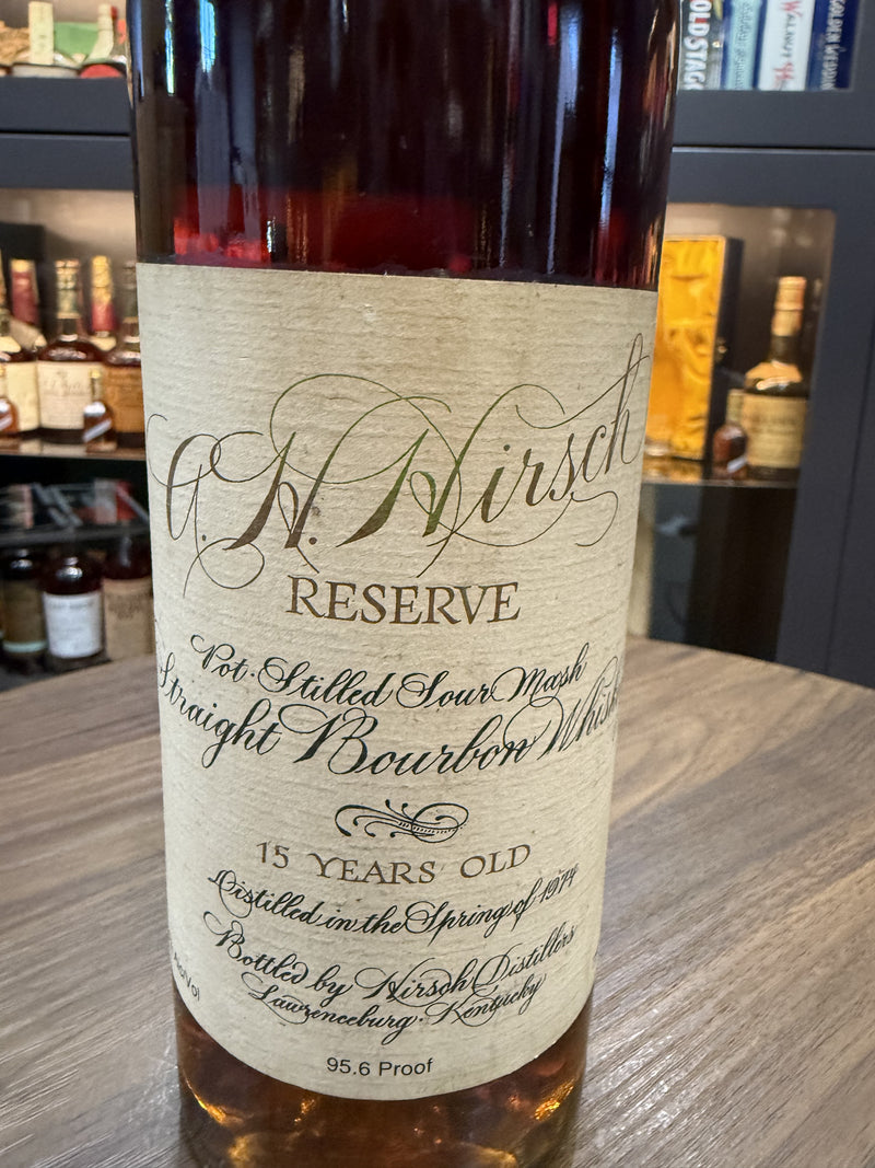 A H Hirsch Reserve 15 year old Script Bottle (gold wax Japanese export)