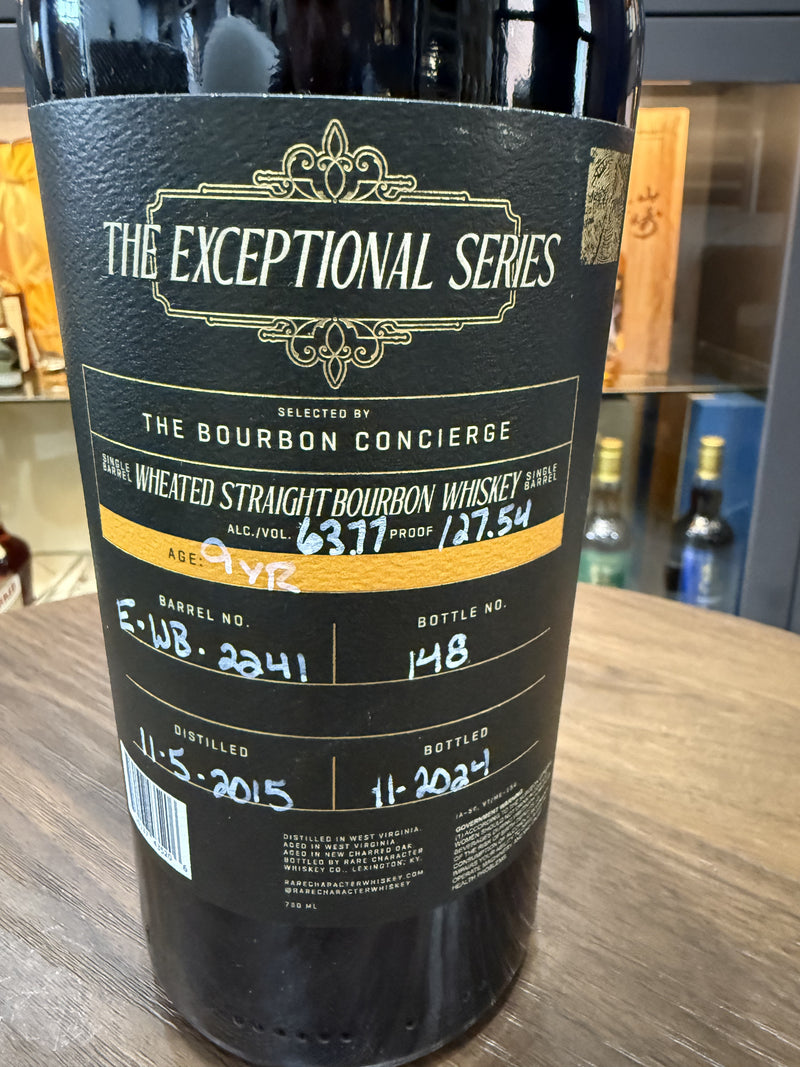 Rare Character Exceptional Series 9 Year Old Wheated Straight Bourbon Whiskey - The Bourbon Concierge private barrel