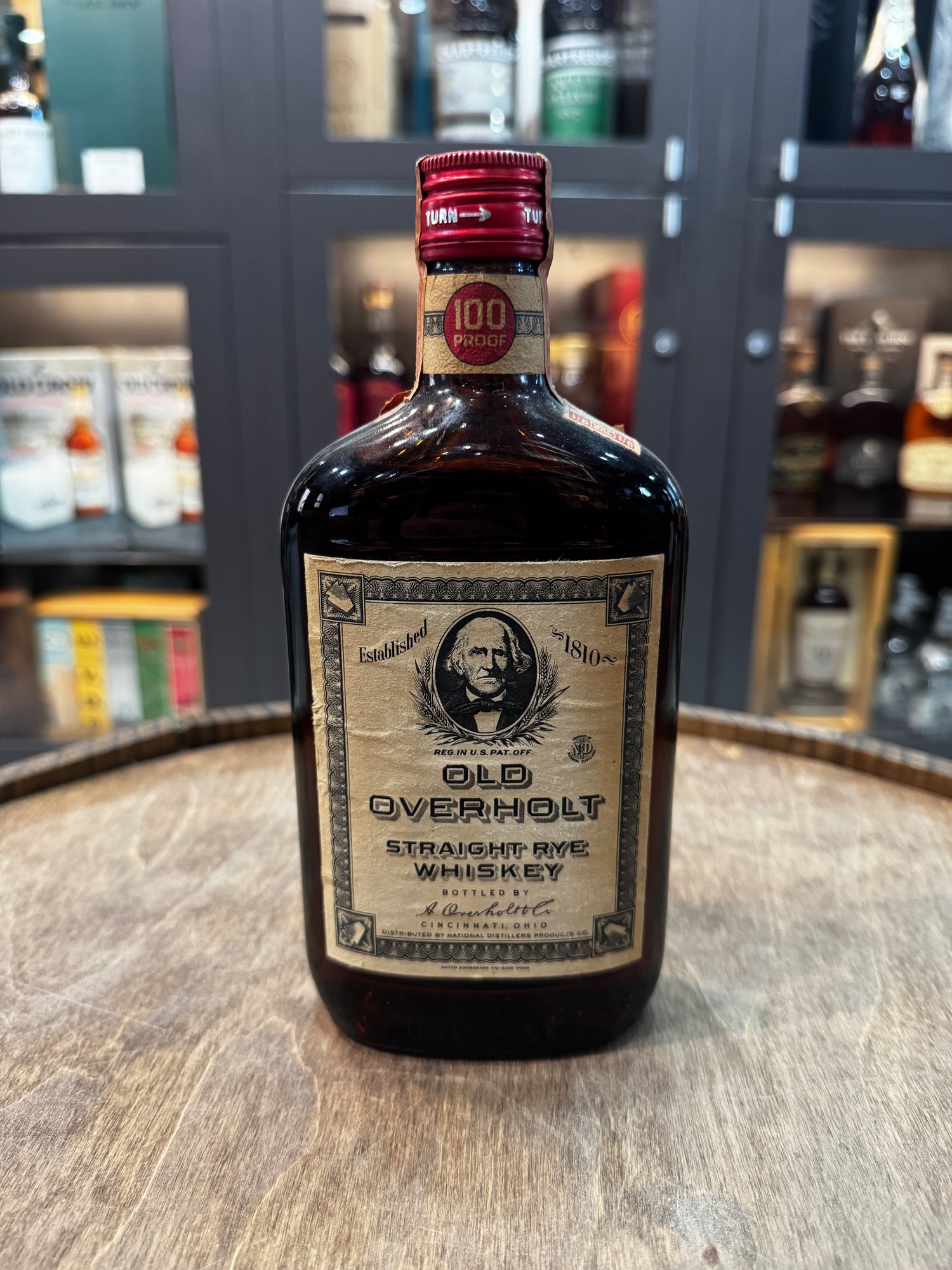 Old Overholt Straight Rye 100 proof NAS Early 1960s 1pint