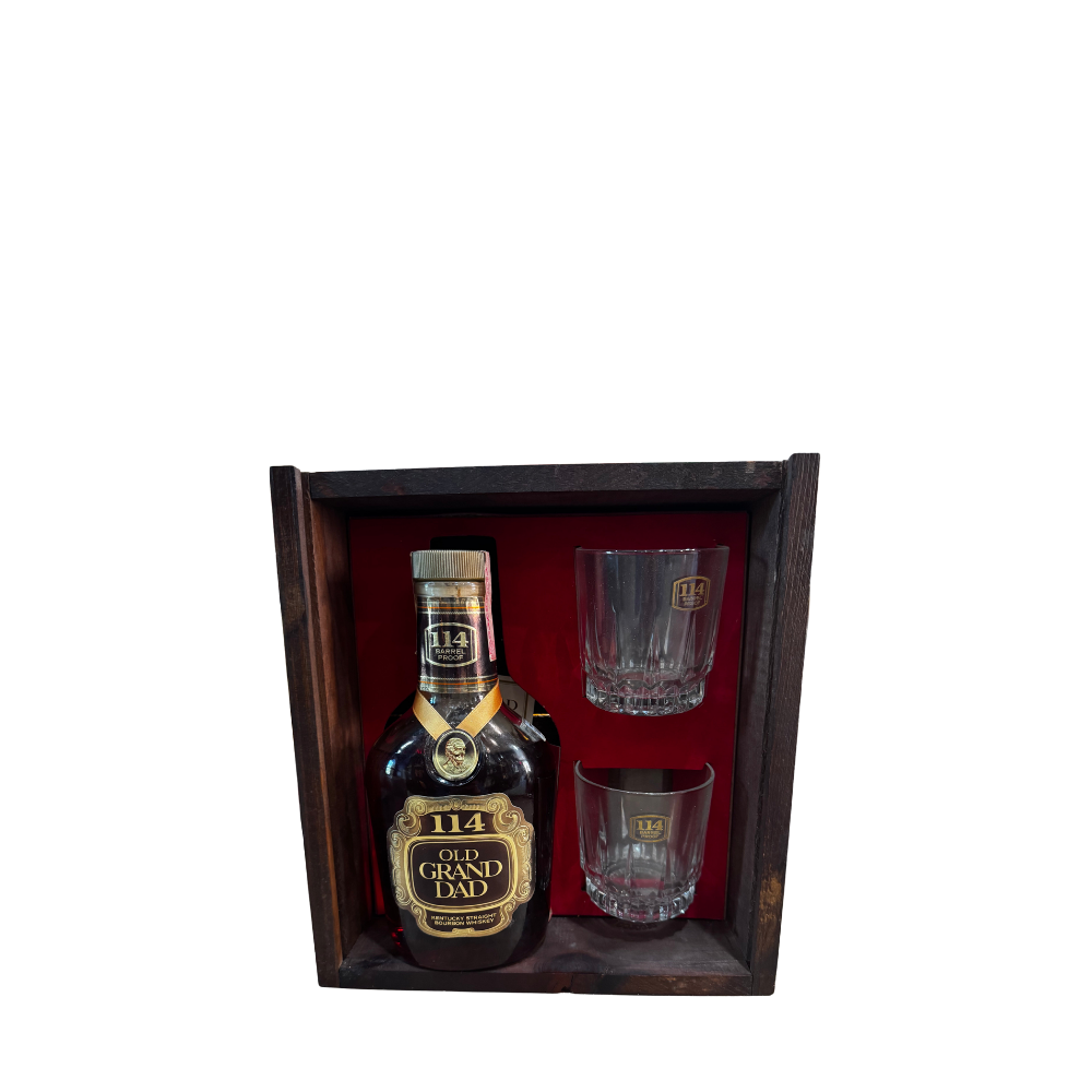 Old Grand Dad 114pf with Gift Box & Glasses (Lot No. 6)