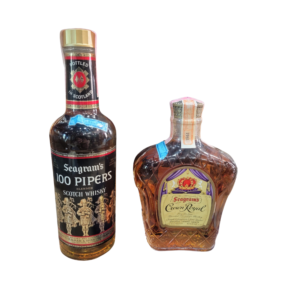 Seagram's 100 Pipers + Crown Royal (1961) 4/5 Pints Gift Box
