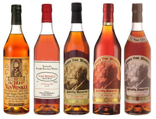 Van Winkle Line up - 10 year, 12 year, 15 year, 20 year, 23 year