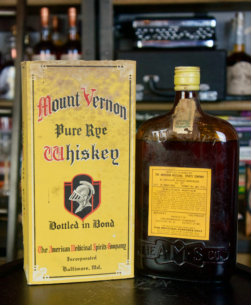 Mount Vernon Rye Bottled in Bond 12 year (1921-1933)